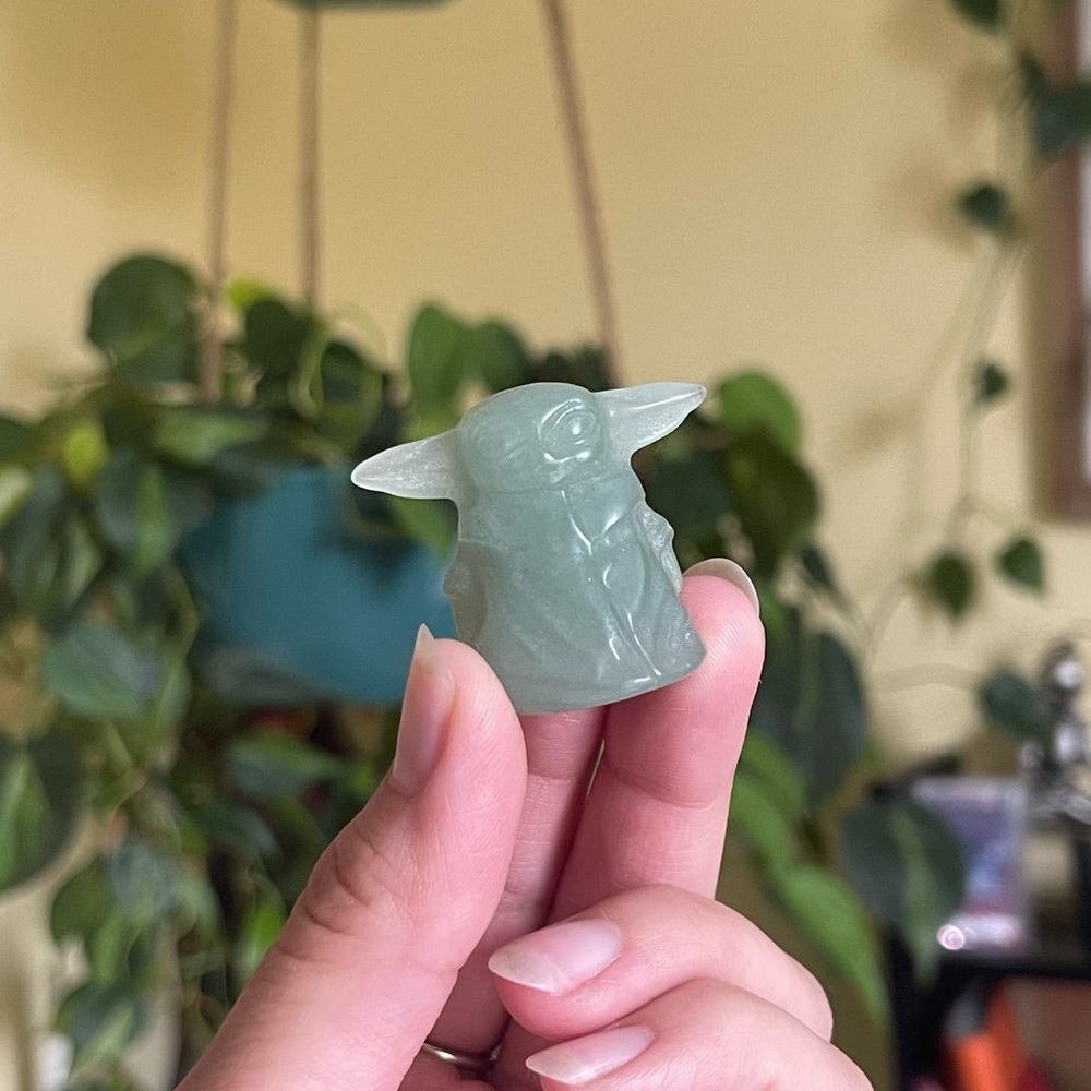 Grogu, Baby Yoda Aventurine Crystal Carving - Small